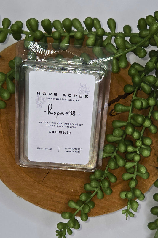 hope #38 Summer benzoin*coconut*sandalwood*cedar*tonka bean*amyris - Coco/Apricot Creme Wax Melt 2oz