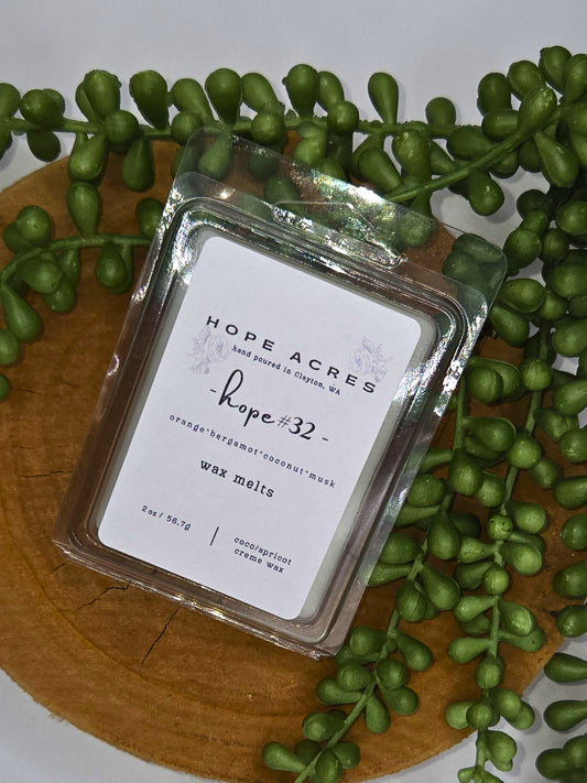 hope #32 Floral/Amber orange*bergamot*coconut*musk - Coco/Apricot Creme Wax Melts 2oz