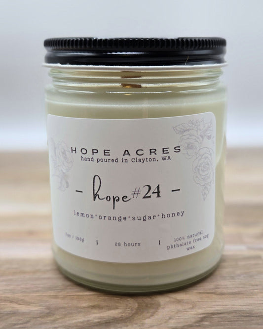 hope #24 lemon*orange*sugar*honey 7oz Soy Candle - Clear